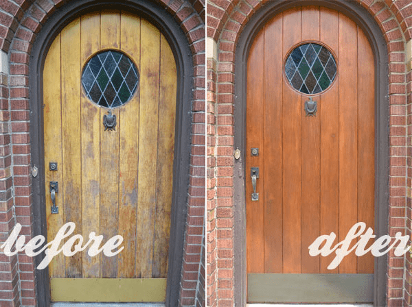improve curb appeal by upgrading door with aged look wood